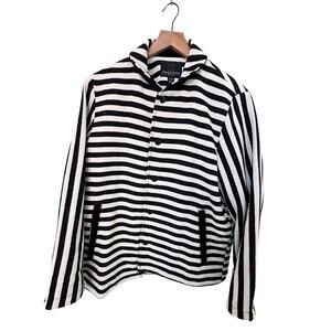 Fried Rice NYC- Black Pinstripe Asymmetrical Mens Chore Jacket Size SM
